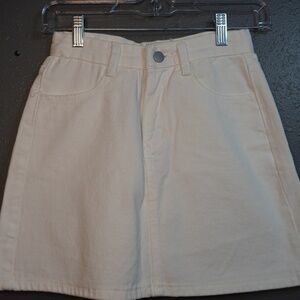 Y2K Womens White Jean Denim Button Summer Casual Basic Skirt Size 12In Across